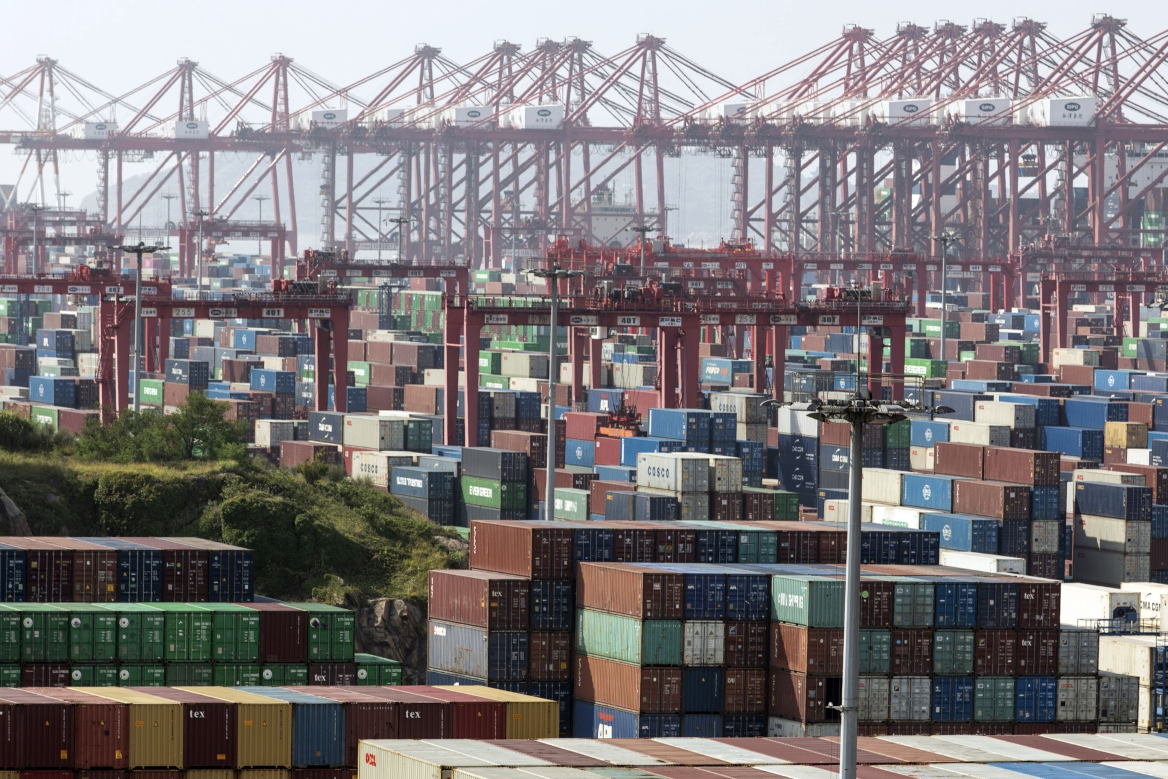 Rows of shipping containers extend into the distance at Yangshan Deepwater Port in Shanghai in July 2022. Photo: Bloomberg