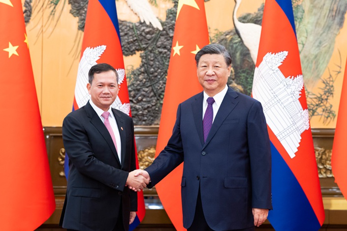 President Xi Jinping met with Cambodian Prime Minister Hun Manet in Beijing Friday. Hun is in China for a three-day trip  set to end Saturday. Photo: Xinhua
