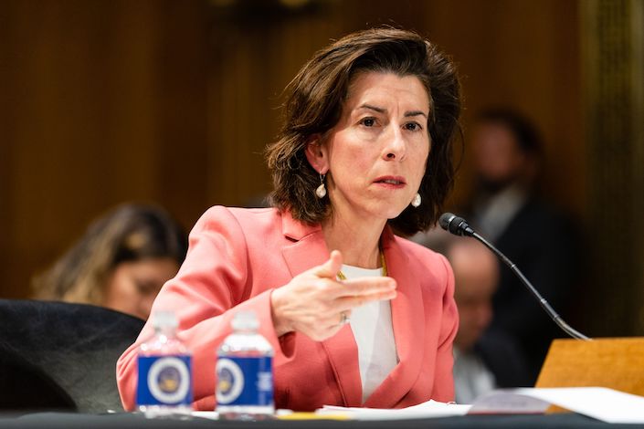 Gina Raimondo, US commerce secretary, speaks during a Senate Appropriations Committee hearing in Washington, DC, US, on Tuesday, May 16, 2023. Photo: Bloomberg