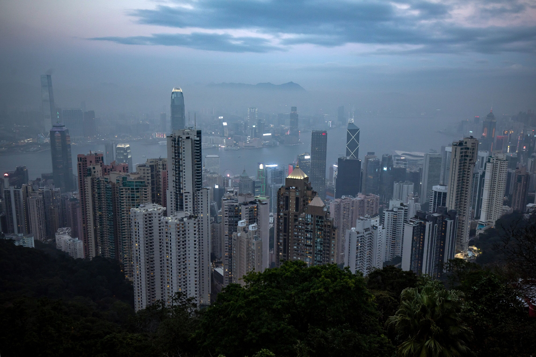 View of buildings from Victoria Peak in Hong Kong on Jan. 27, 2022. Photo: Bloomberg