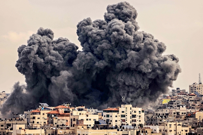 　Israel pounded Gaza city with airstrikes on Oct. 9, 2023