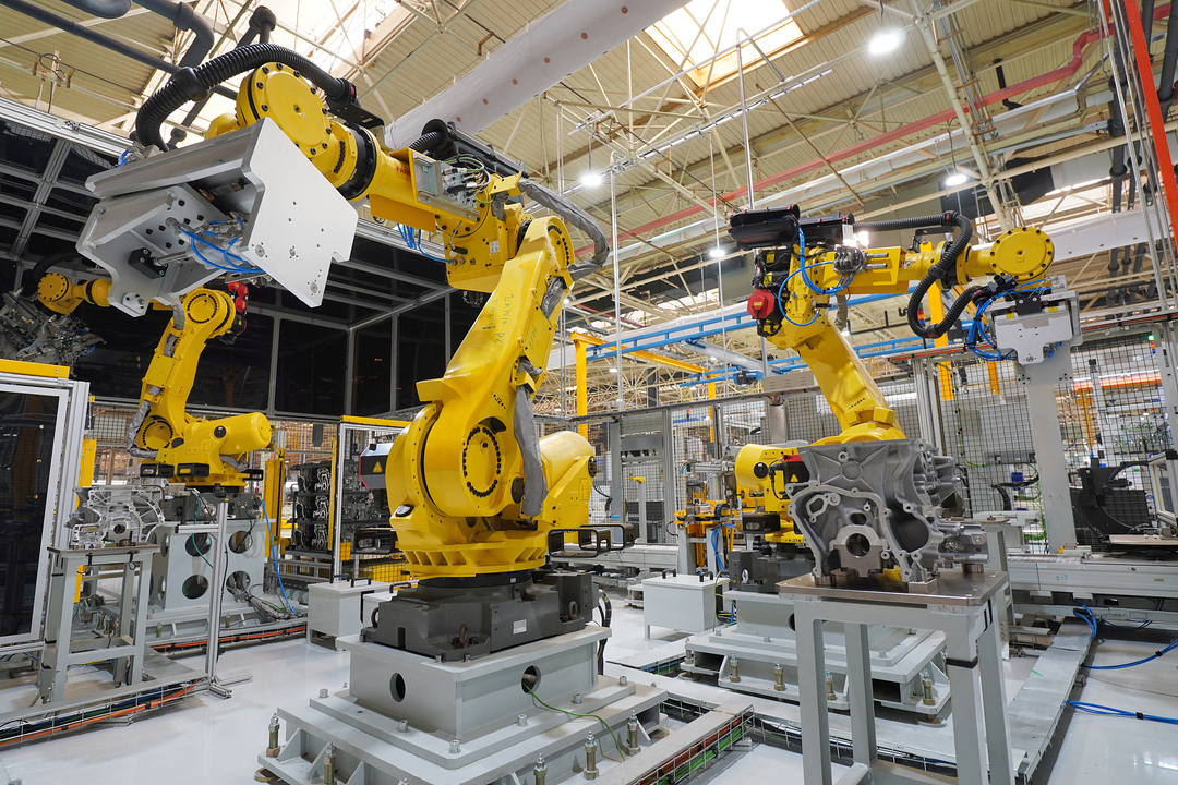 Industrial robots stand in a car assembly plant in Yantai, East China’s Shandong province, in November 2022. Photo: VCG