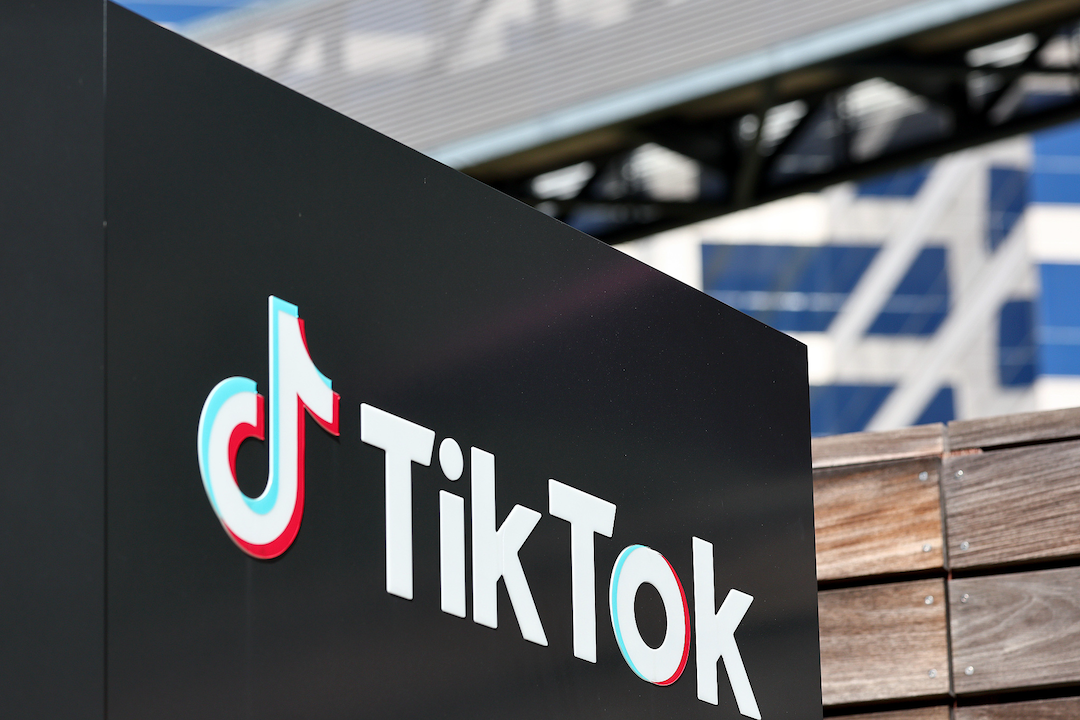 The TikTok logo is displayed outside TikTok offices on March 12, 2024 in Culver City, California