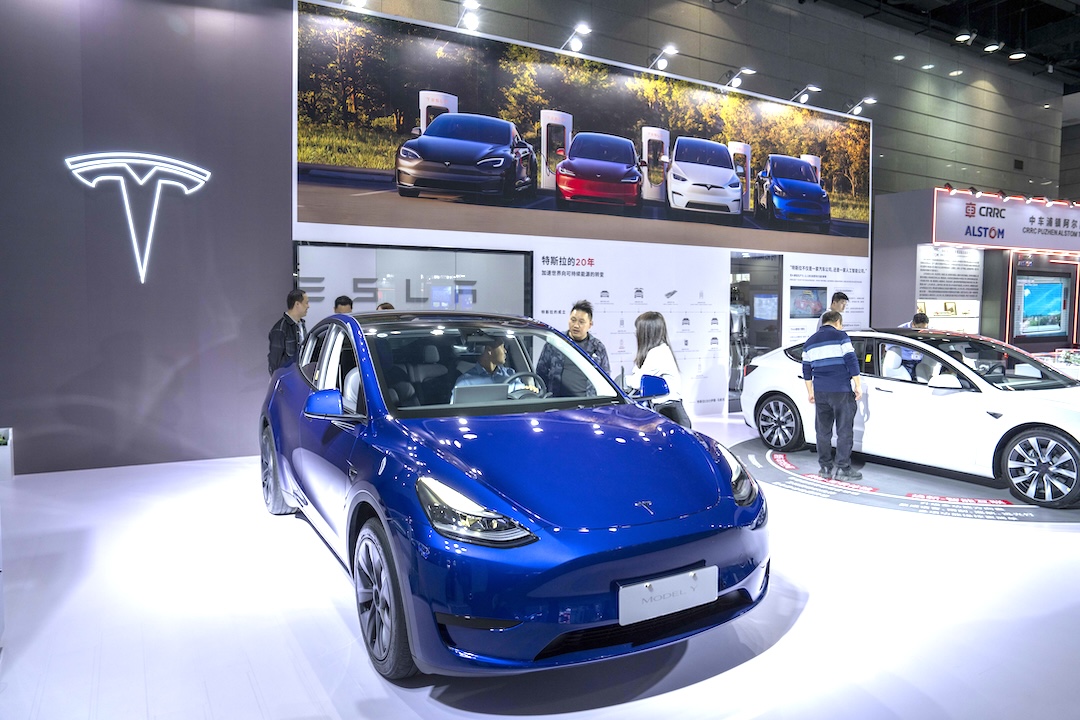 Tesla showcases its Model Y at an industry event on Oct. 21 in Wuxi, East China’s Jiangsu province. Photo: VCG