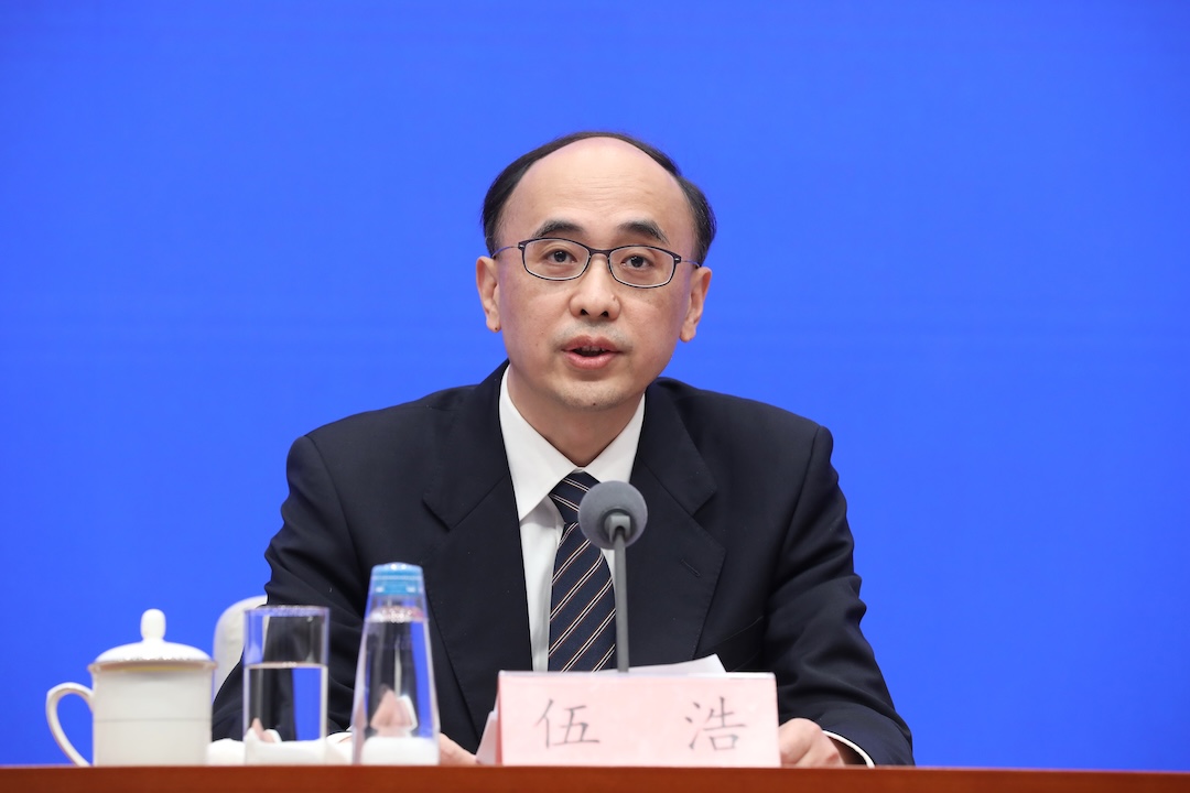 Wu Hao, secretary-general of China’s National Development and Reform Commission, speaks at a briefing Wednesday in Beijing on the State Council’s policy on foreign investment. Photo: VCG