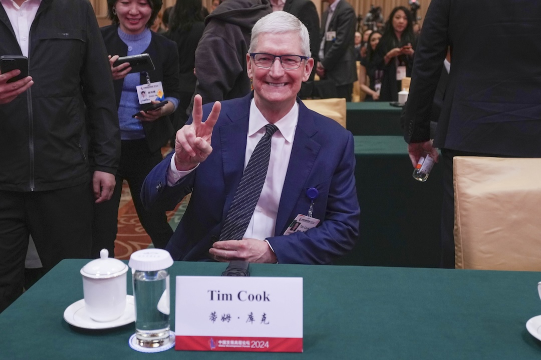 Tim Cook, CEO of Apple, at the China Development Forum in Beijing on Sunday. Photo: VCG