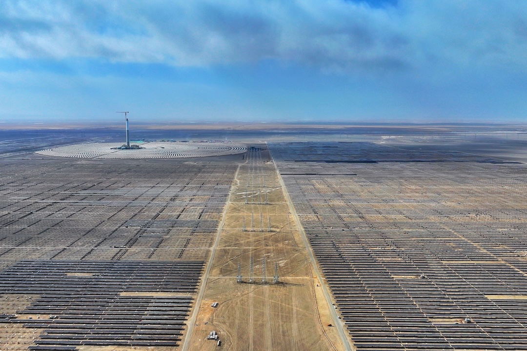 A thermal- solar power project in Jiuquan, Northwest China’s Gansu province, on Jan. 23. Photo: VCG