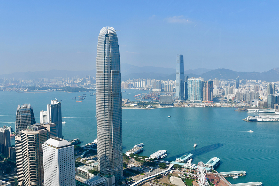 Hong Kong's landmark International Finance Centre Tower and the two sides of Victoria Harbour stand on Nov. 24, 2021. Photo: VCG