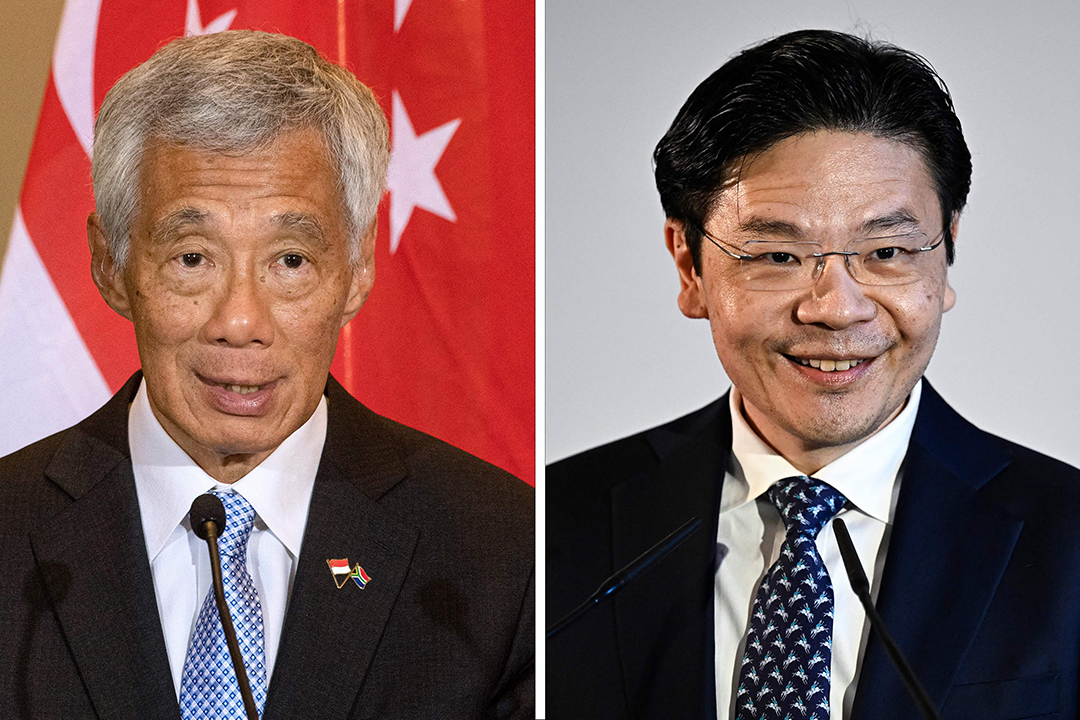 Singapore’s Prime Minister Lee Hsien Loong (L) and Deputy Prime Minister Finance Lawrence Wong. Photo: VCG