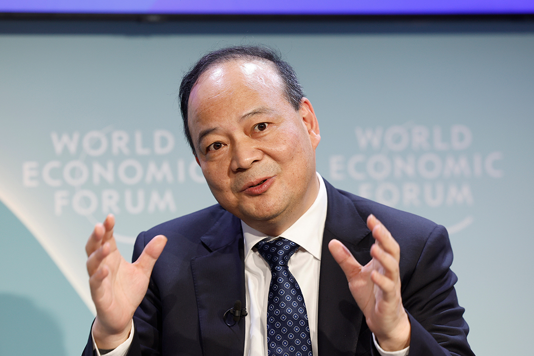Contemporary Amperex Technology Chairman Robin Zeng Yuqun speaks during a panel discussion on Jan. 18 at the World Economic Forum in Davos, Switzerland. Photo: VCG
