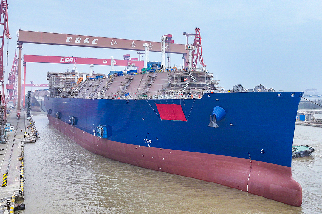 An LNG carrier is under construction at the CSSC Changxing Shipbuilding Base in Shanghai on March 24. Photo: VCG